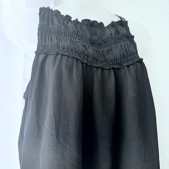 NWT Maurice’s Black Blouse women’s Size L ruffle neckline tie back - Picture 3 of 11